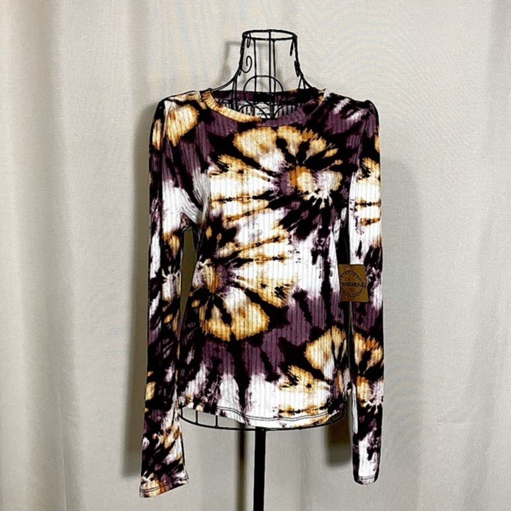 ONE STEP UP Sunflower Ribbed Knit Jersey Top